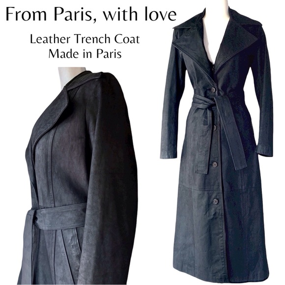 Romy Paris Jackets & Blazers - Custom-made in Paris vintage full length black leather trench coat - EU 40